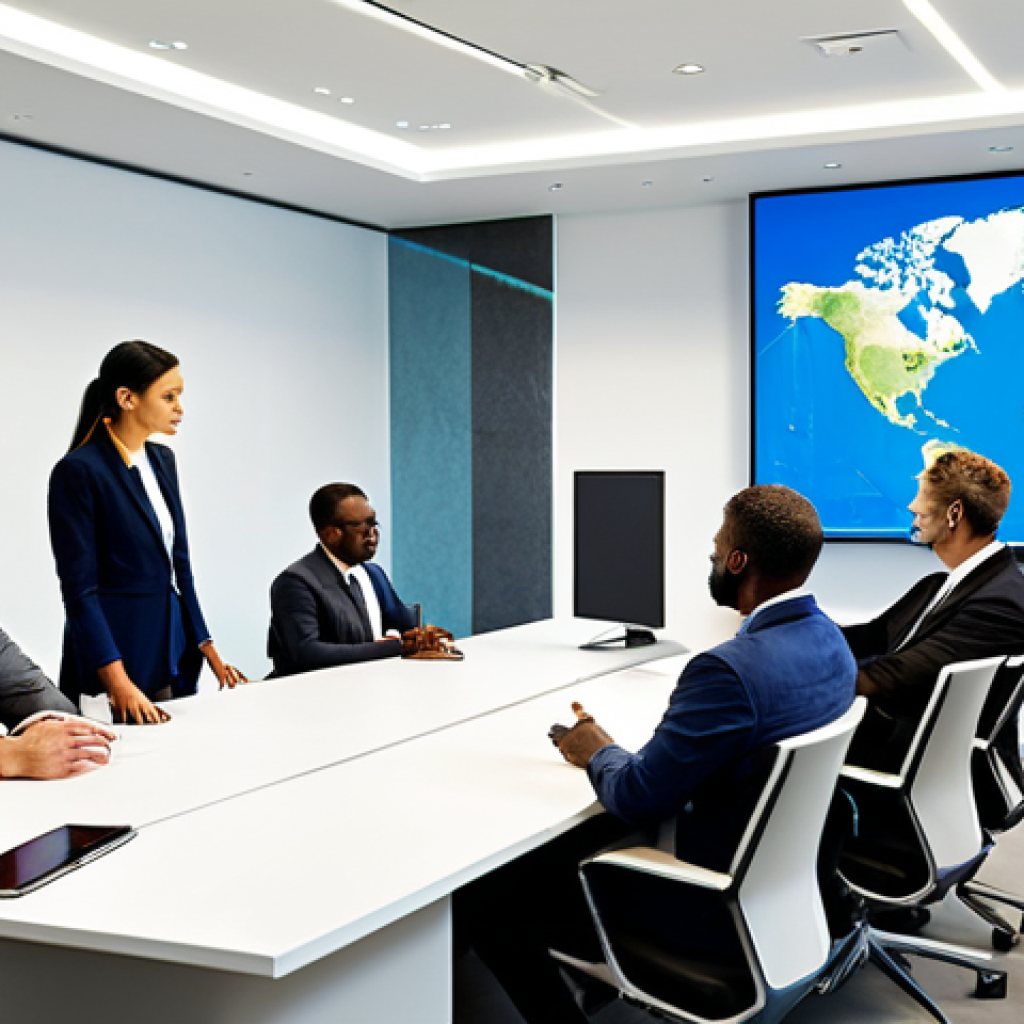 A diverse group of professional business leaders, fully clothed in modern business attire, engaged in a collaborative discussion around a sleek conference table in a sunlit, minimalist office. One leader points towards a holographic display visualizing sustainable development goals and a clear, ethical corporate vision, embodying a strong 'inner compass'. The atmosphere is one of focused determination and shared purpose. All subjects exhibit perfect anatomy, correct proportions, natural poses, well-formed hands, and proper finger count, with natural body proportions. The image is a high-quality, professional photograph, appropriate content, safe for work, family-friendly, showcasing modest clothing and professional dress.